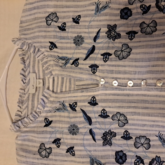 J. Jill Tops - J. Jilll Love Linen Relaxed Popover Top In Cobalt And White Size M Excellent Con